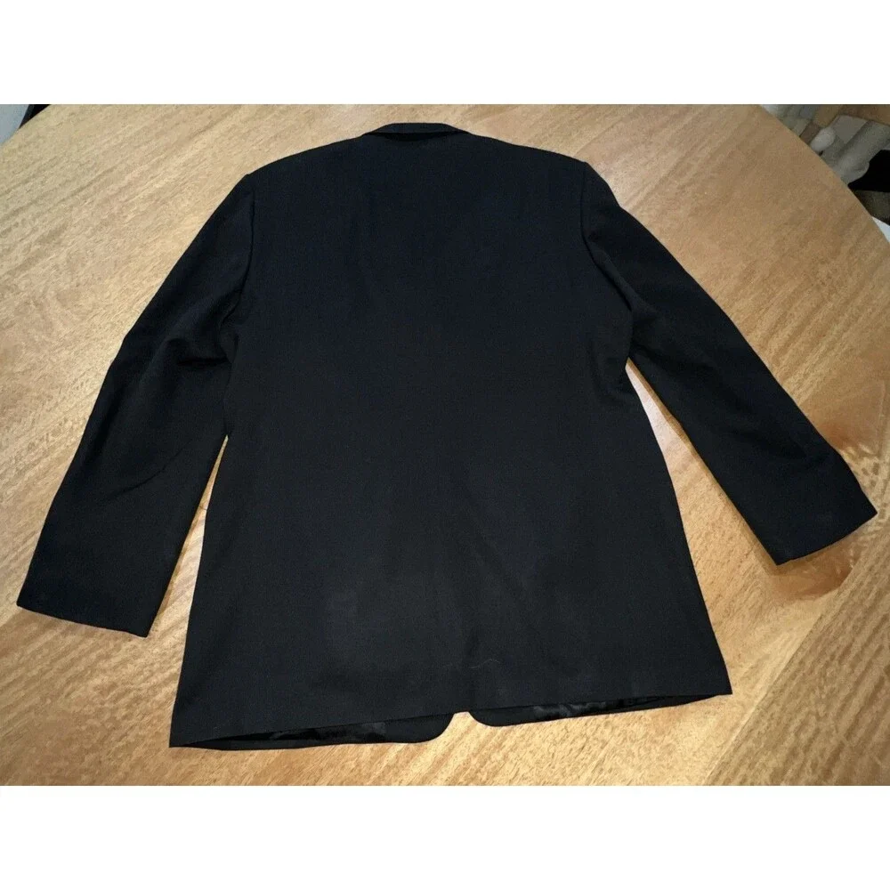 Haggar Mens Blazer Suit Jacket‎ Size 44L Black 3 Button Sport Coat Worsted Wool